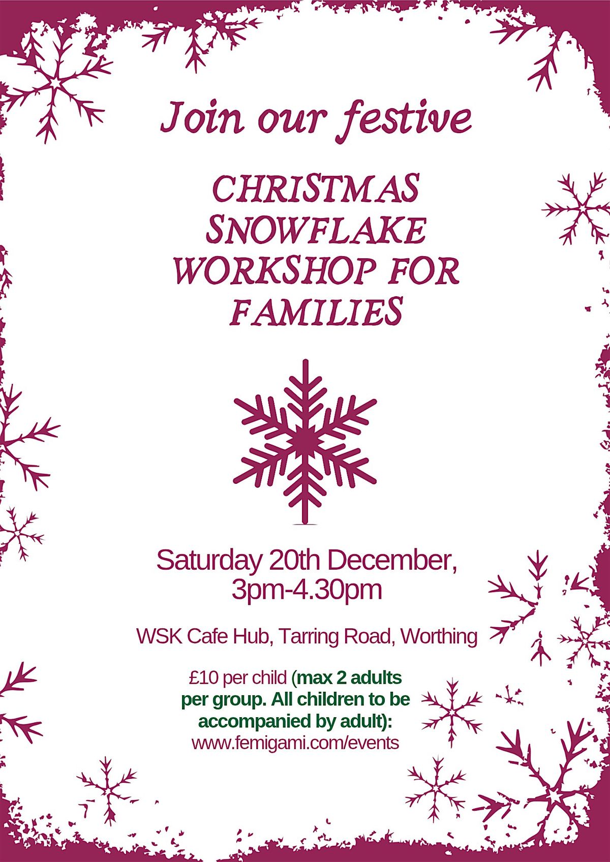 Christmas Snowflake Families Workshop, 20 December | Event in West Worthing | AllEvents