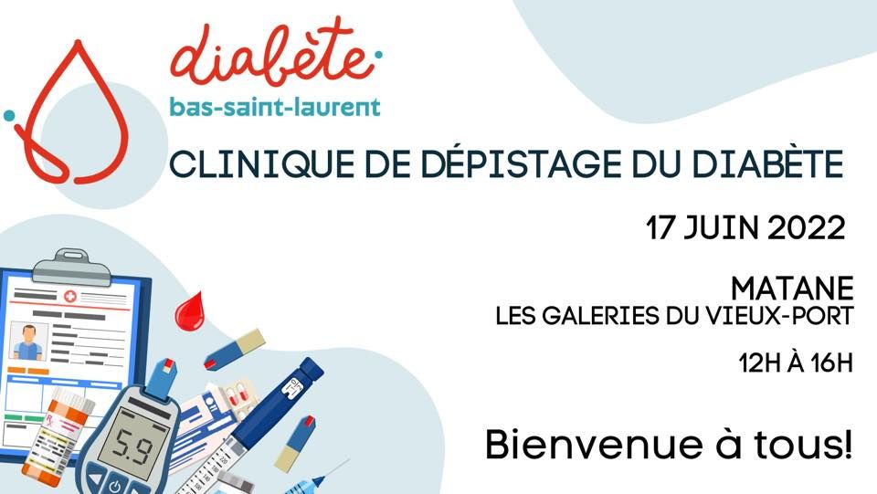 Clinique de dépistage diabète, Galerie du VieuxPort Matane, June 17