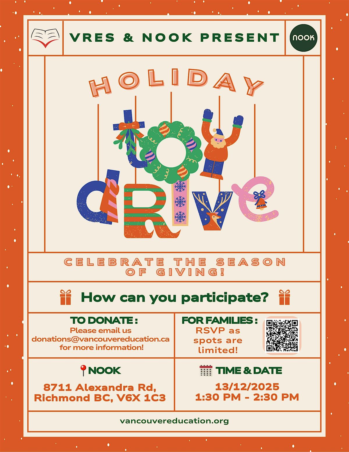VRES Holiday Toy Drive @ Nook, 13 December | Event in Richmond | AllEvents