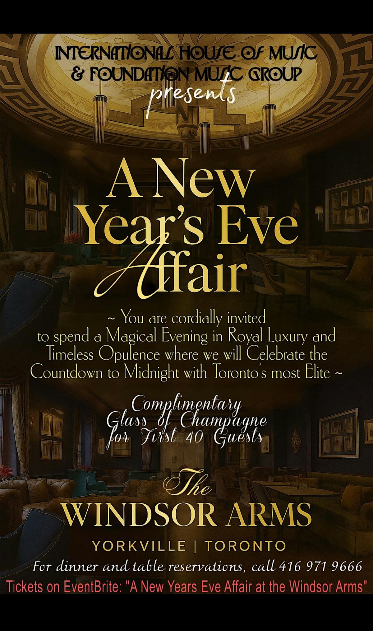 A New Year’s Eve Affair at the Windsor Arms, 31 December | Event in Toronto | AllEvents