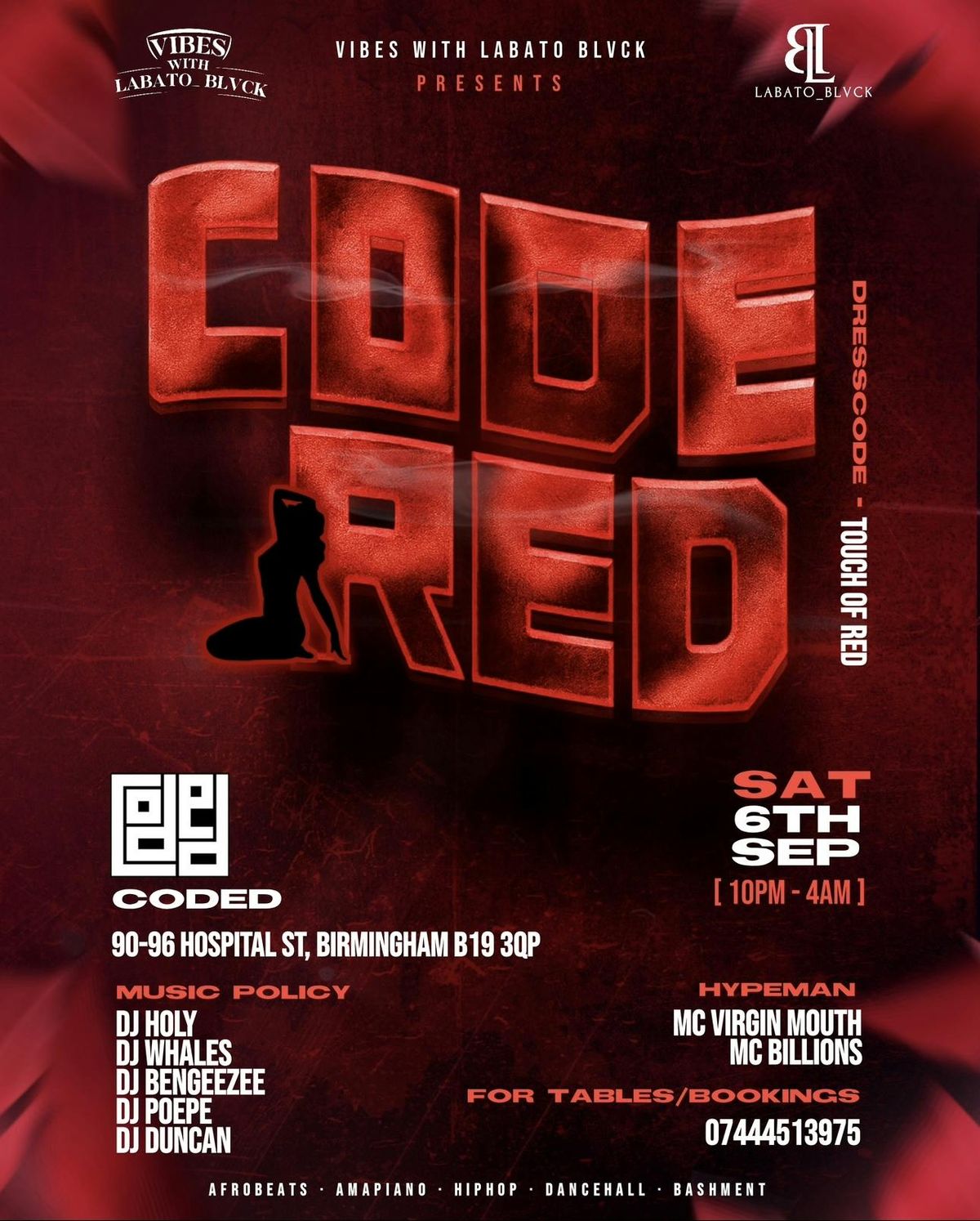 CODE RED 🚩🚩, 6 September | Event in Birmingham | AllEvents