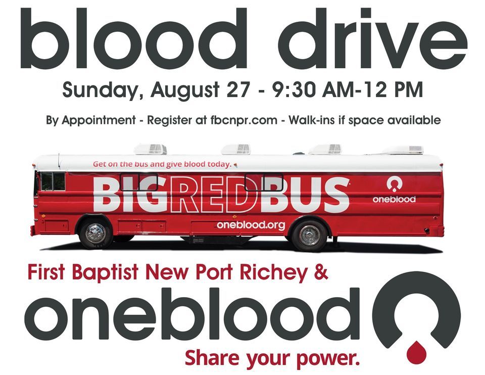 Blood Drive, First Baptist Church of New Port Richey, August 27 2023