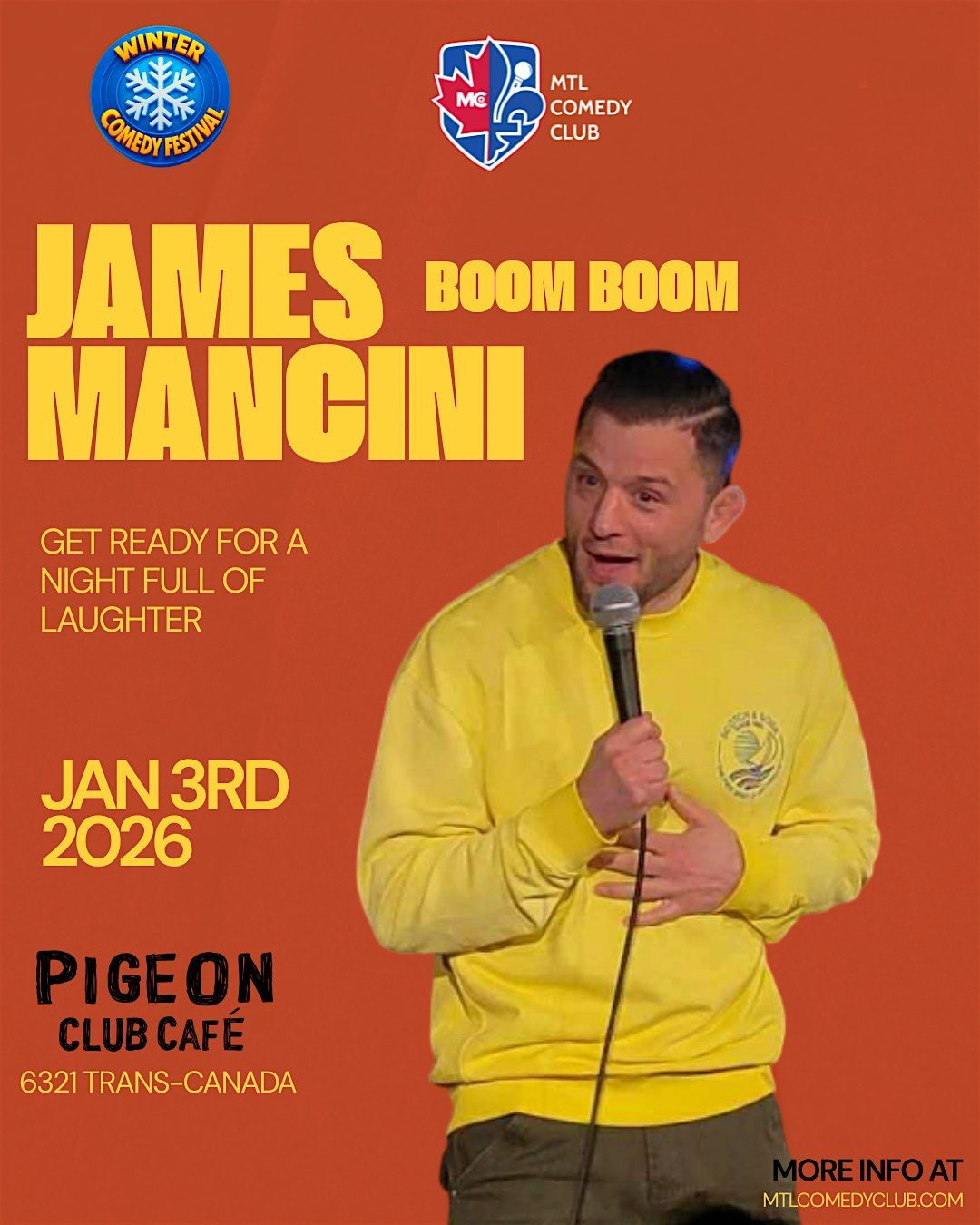 James Mancini Live in the West Island – Stand-Up Comedy at Pigeon, 3 January | Event in Pointe-Claire | AllEvents