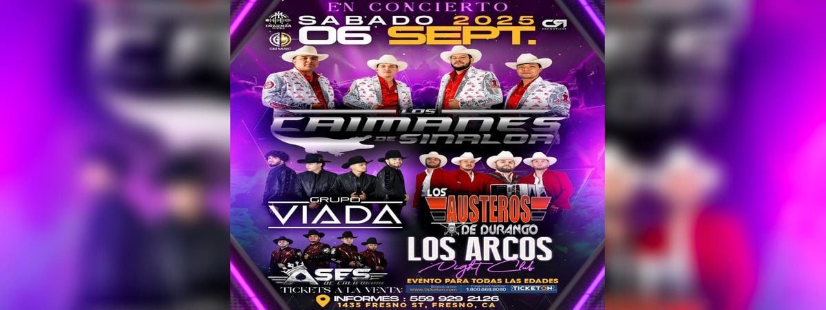 LOS CAIMANES DE SINALOA, GRUPO VIADA Y MAS, 6 September | Event in Fresno | AllEvents