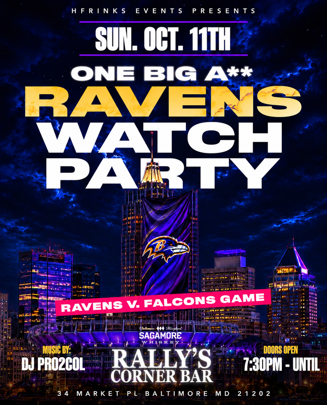 Party Rally Event Ravens Watch Party, Rally’s Corner Br, Baltimore, 11 October to 12 ...