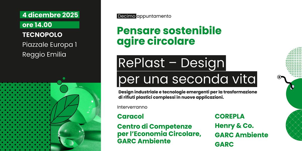 Re-Plast - Design per una seconda vita, 4 December | Event in Reggio Emilia | AllEvents