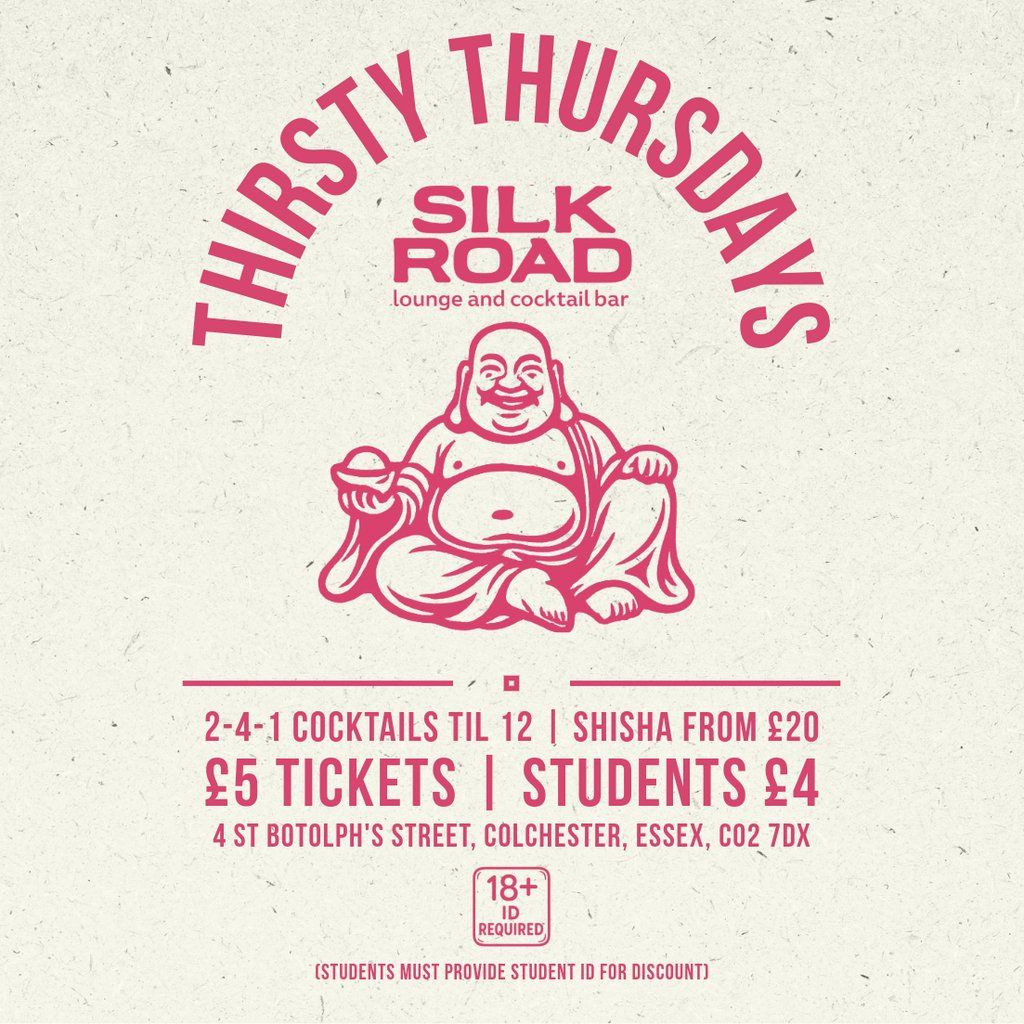 Thirsty Thursdays at Silk Road: Xmas Launch Party, 18 December | Event in Colchester | AllEvents