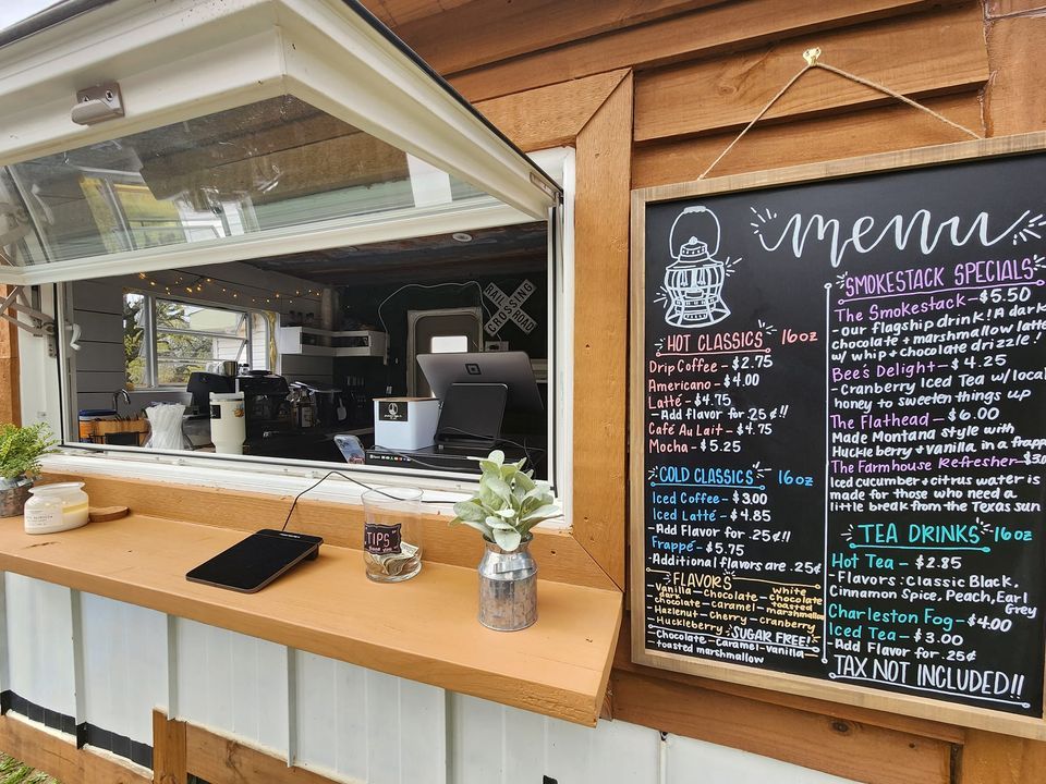 Smokestack Coffee Company at Reel Inn & Lodge, 2784 Highway 154