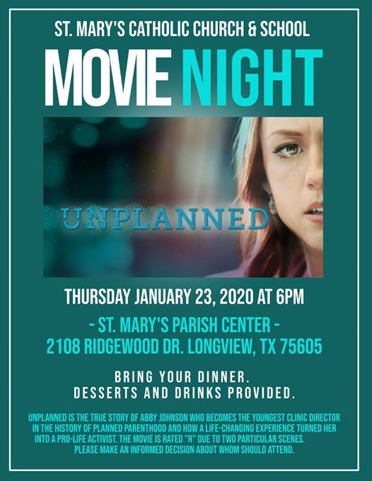 Movie Night Unplanned At St Mary S Catholic Church Longview
