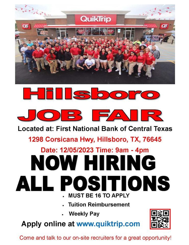 QuikTrip Job Fair Hillsboro, Texas!, 1298 Corsicana Highway Hillsboro