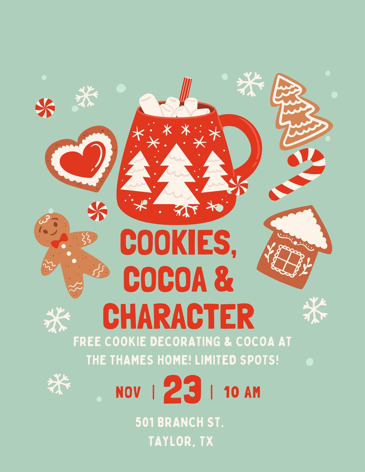 Cookies, Cocoa & Character, 22 November | Event in Taylor | AllEvents