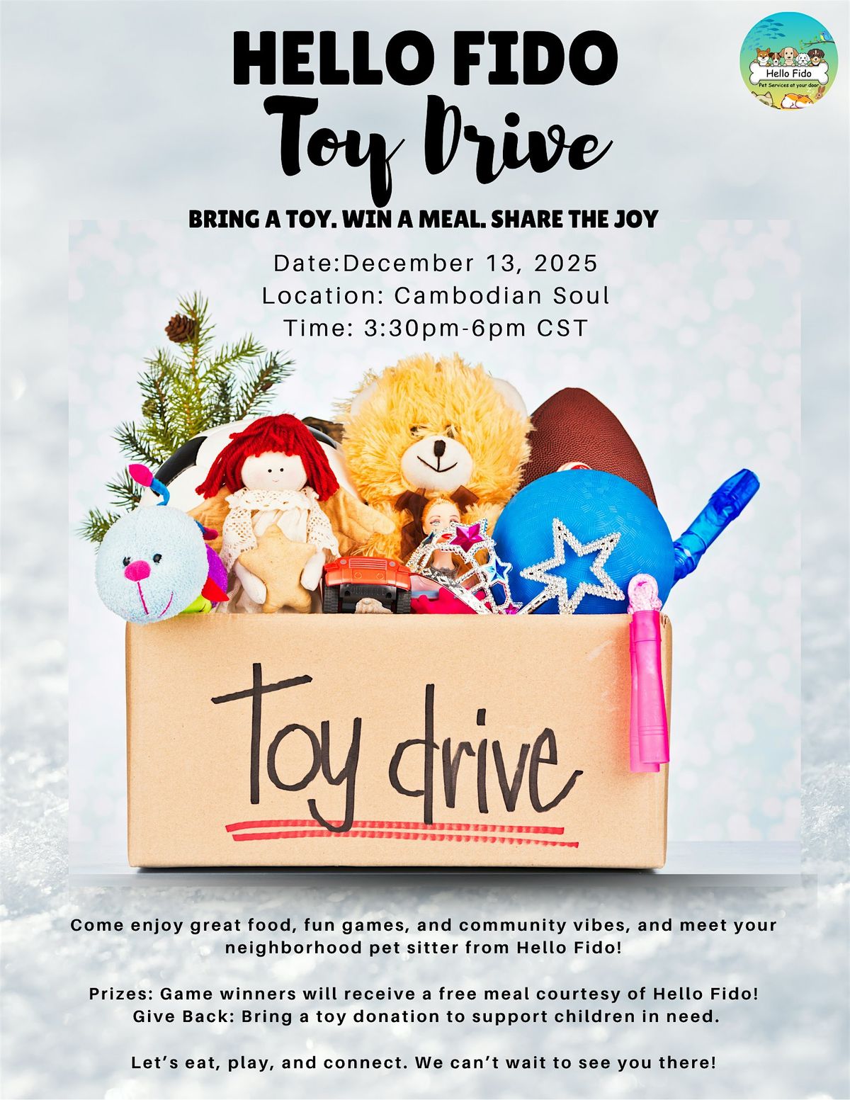 Hello Fido- Toy Drive, 13 December | Event in Killeen | AllEvents