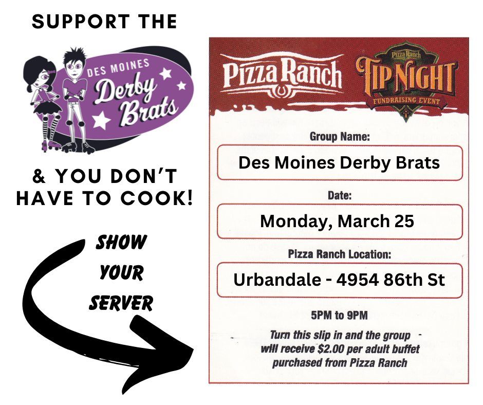 Pizza Ranch (Urbandale) Fundraiser Night Supporting Des Moines Derby
