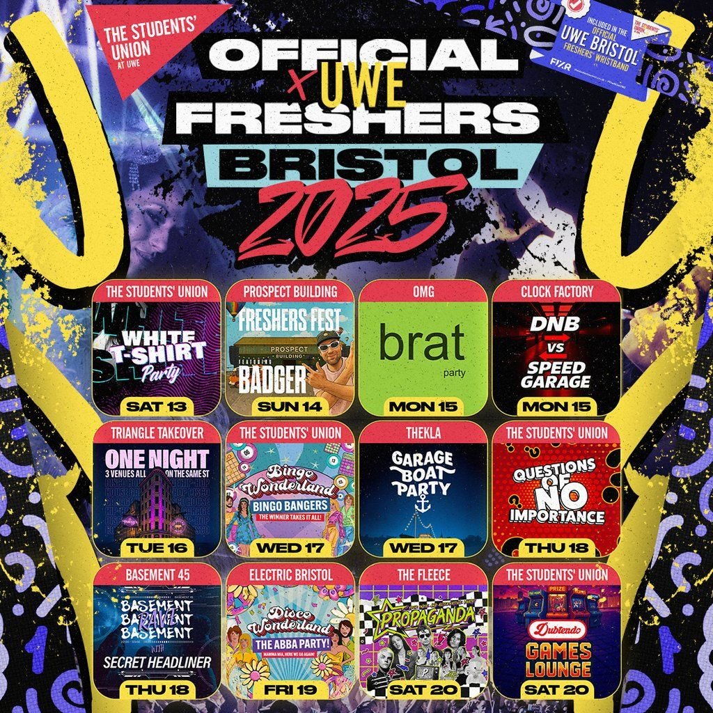 The OFFICIAL UWE Bristol Freshers' Week Wristband 2025, 13 September | Event in Bristol | AllEvents