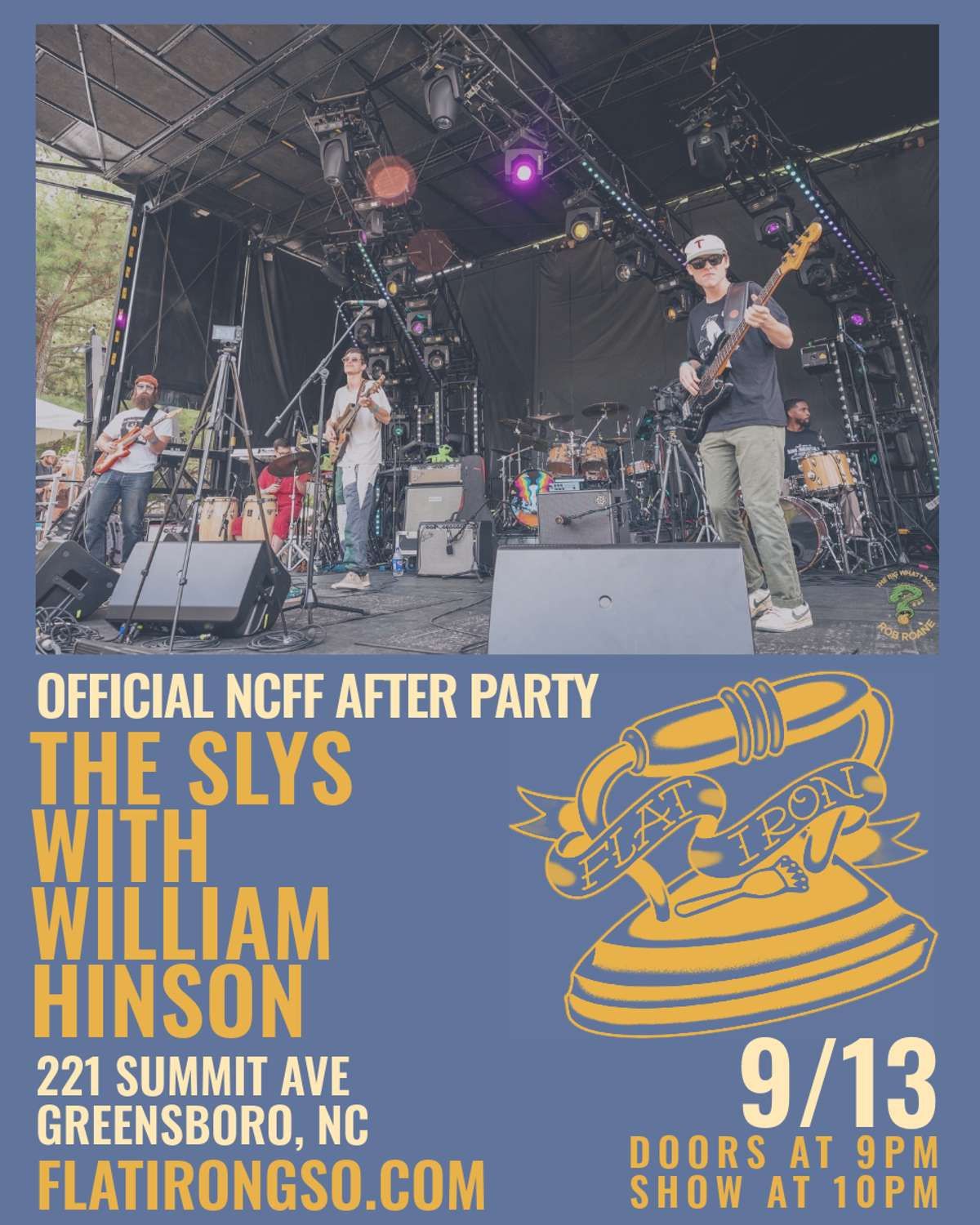 Official NCFF After Party - The Slys with WIlliam Hinson at Flat Iron, 13 September | Event in Greensboro