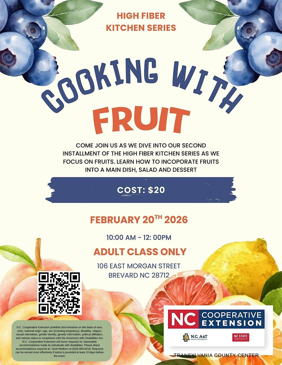 High Fiber Kitchen Series: Cooking with Fruit, 20 February | Event in Brevard | AllEvents