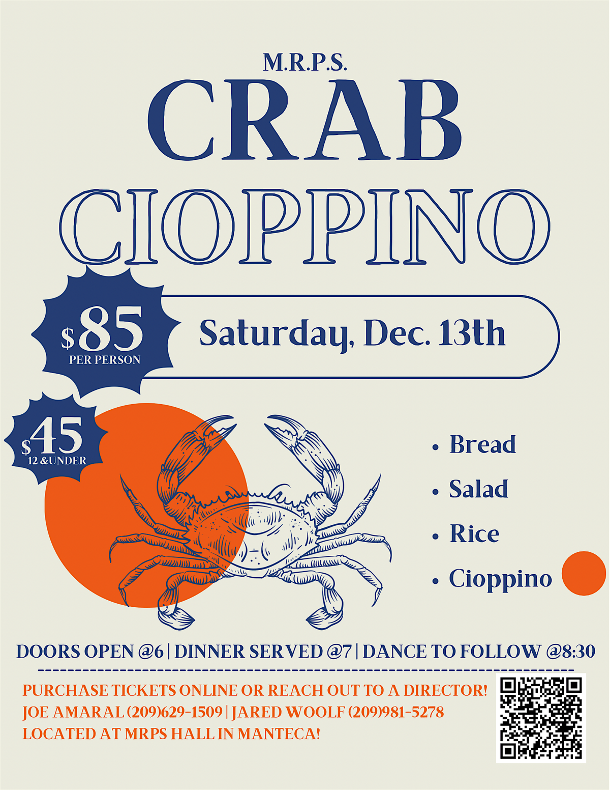 MRPS Crab Cioppino, 13 December | Event in Manteca | AllEvents