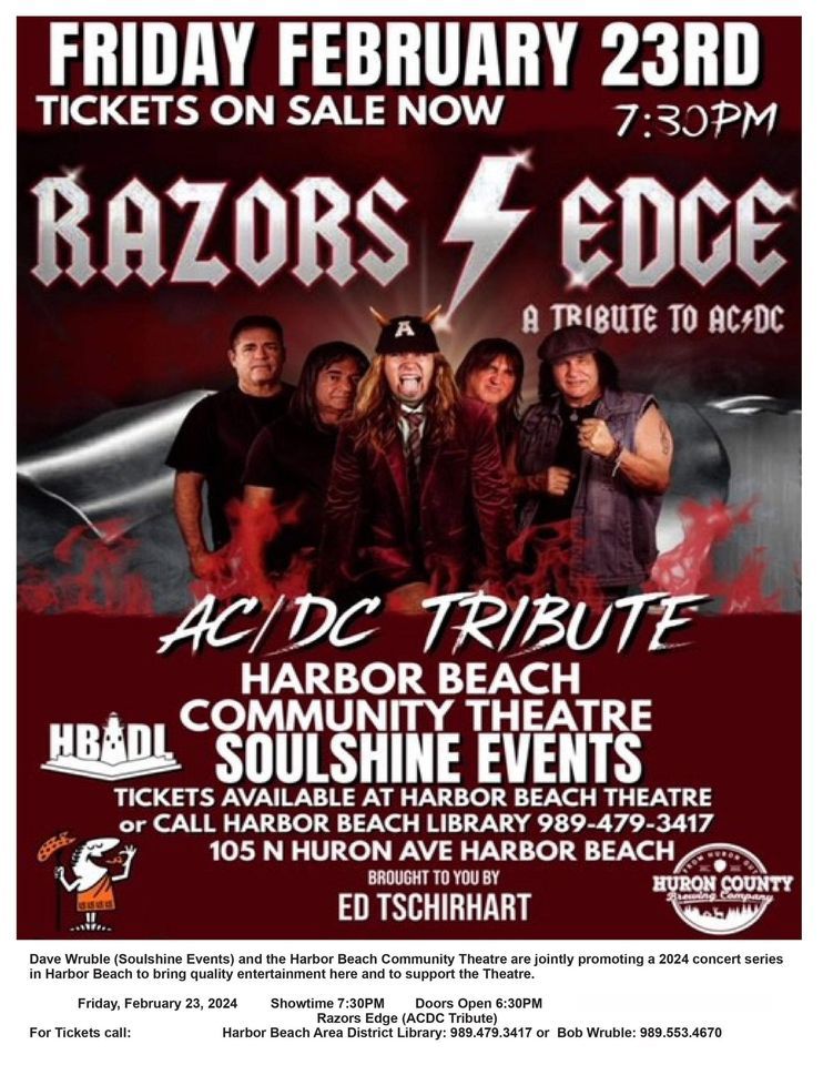 Razors Edge - A Tribute To ACDC, Harbor Beach Community Theatre, 23 ...