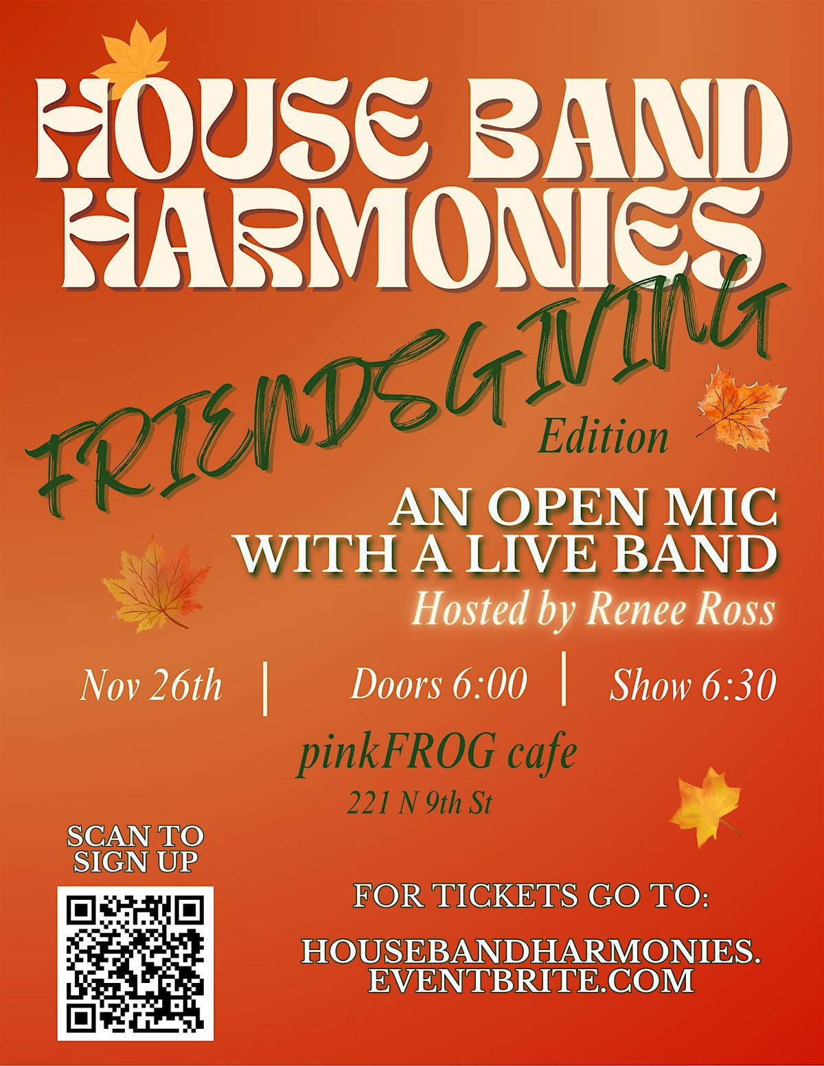 OPEN MIC NIGHT - House Band Harmonies - Open Mic With An In-House Band, 26 November | Event in Brooklyn | AllEvents