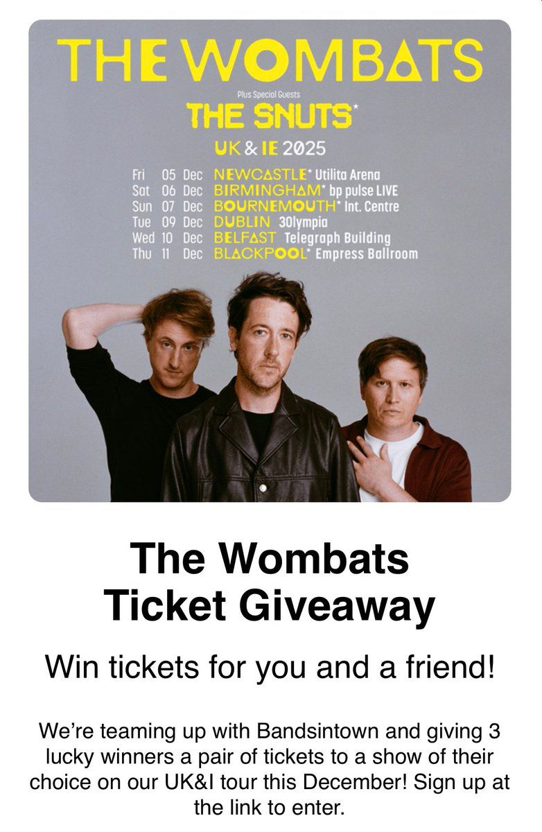 The Wombats Belfast Tickets, 10 December | Event in Belfast | AllEvents