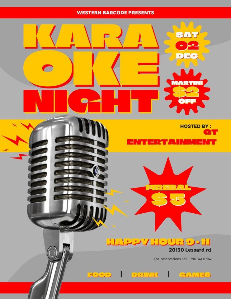 KARAOKE NIGHT , Western Barcode, Edmonton, December 2 2023 AllEvents.in