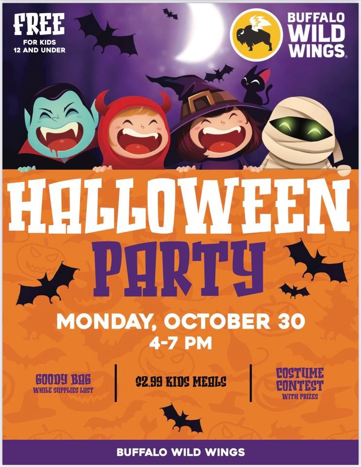 Kid’s Halloween Party , Buffalo Wild Wings Springfield, OH, October