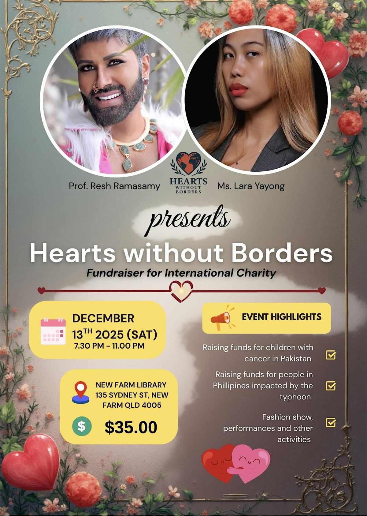 Hearts without Borders, 13 December | Event in New Farm | AllEvents