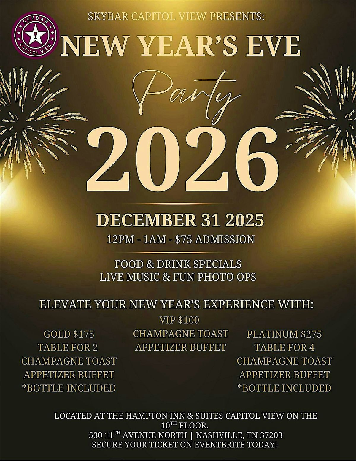 RoofTop New Years Eve Party, 31 December | Event in Nashville | AllEvents