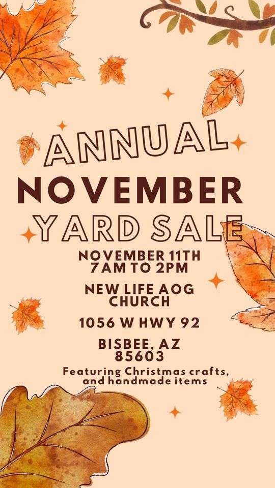 Annual November yard sale , New Life Assembly of God, Bisbee, November
