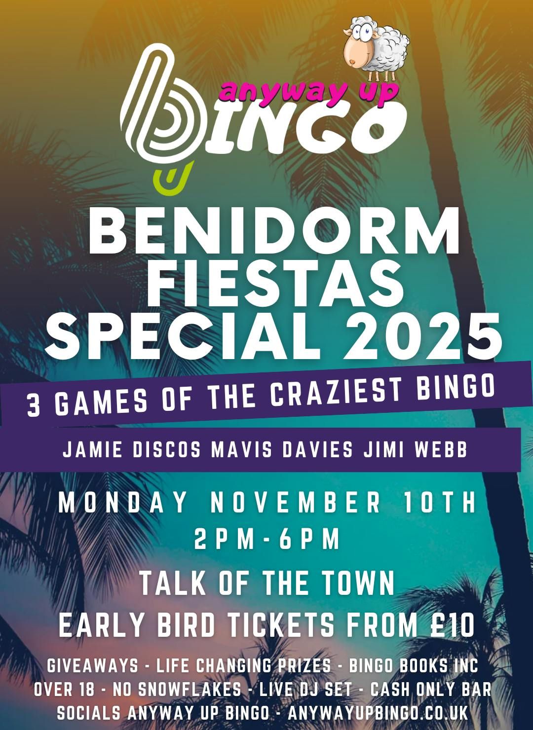 Anyway Up Bingo Benidorm Fiestas MONDAY Special at Talk of the Town, 10 November | Event in Benidorm | AllEvents