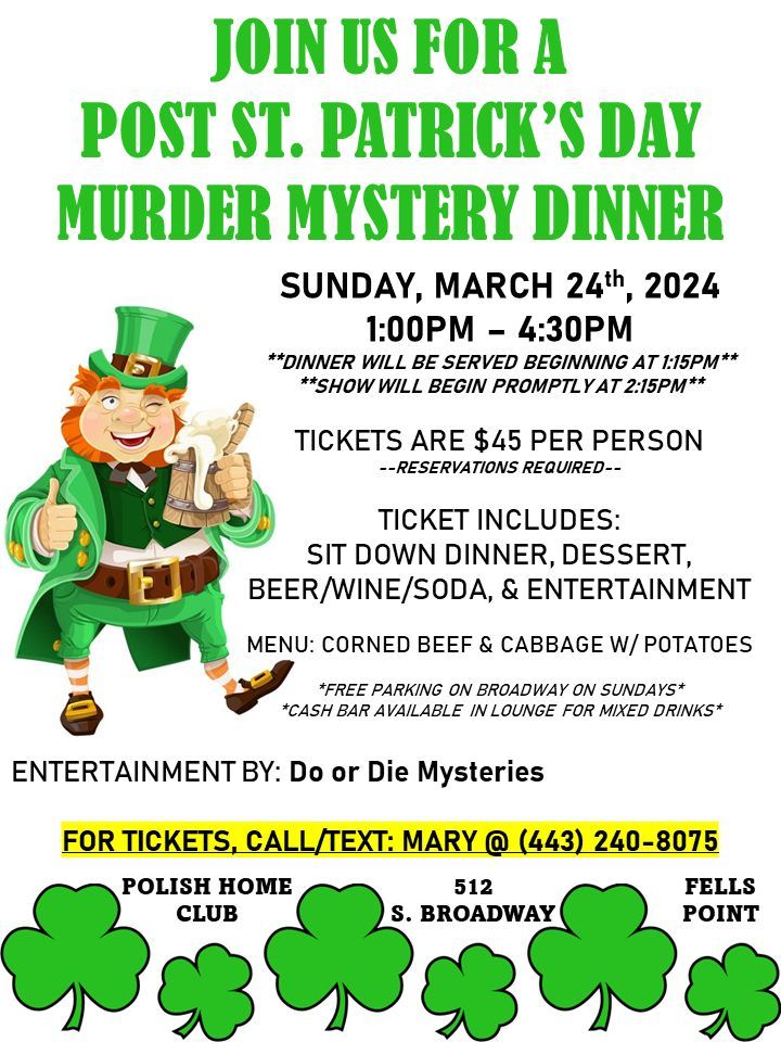 st patricks day murder mystery party
