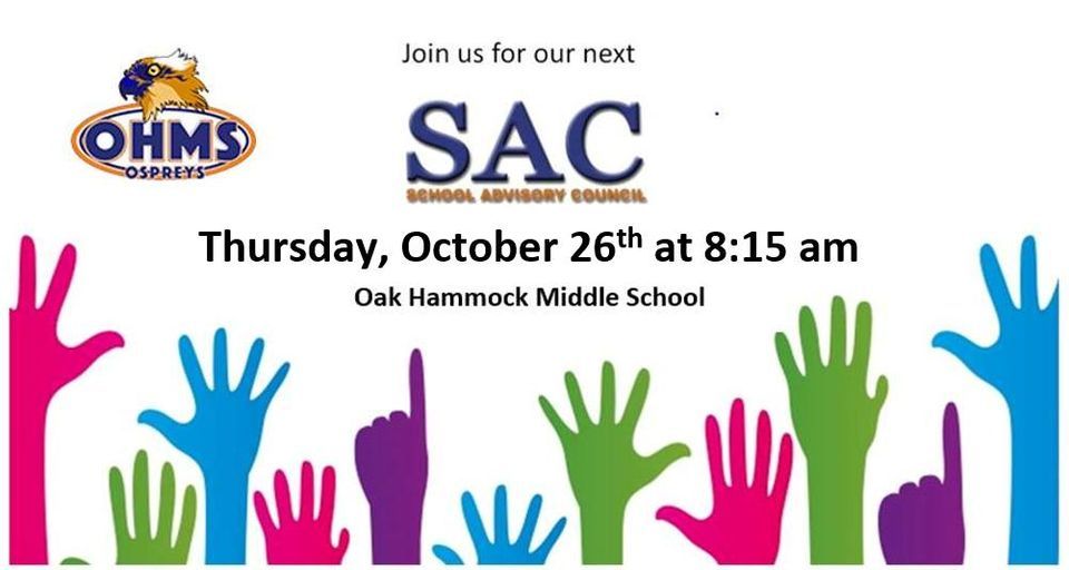 OHMS SAC Meeting, Oak Hammock Middle School, Fort Myers, 26 October