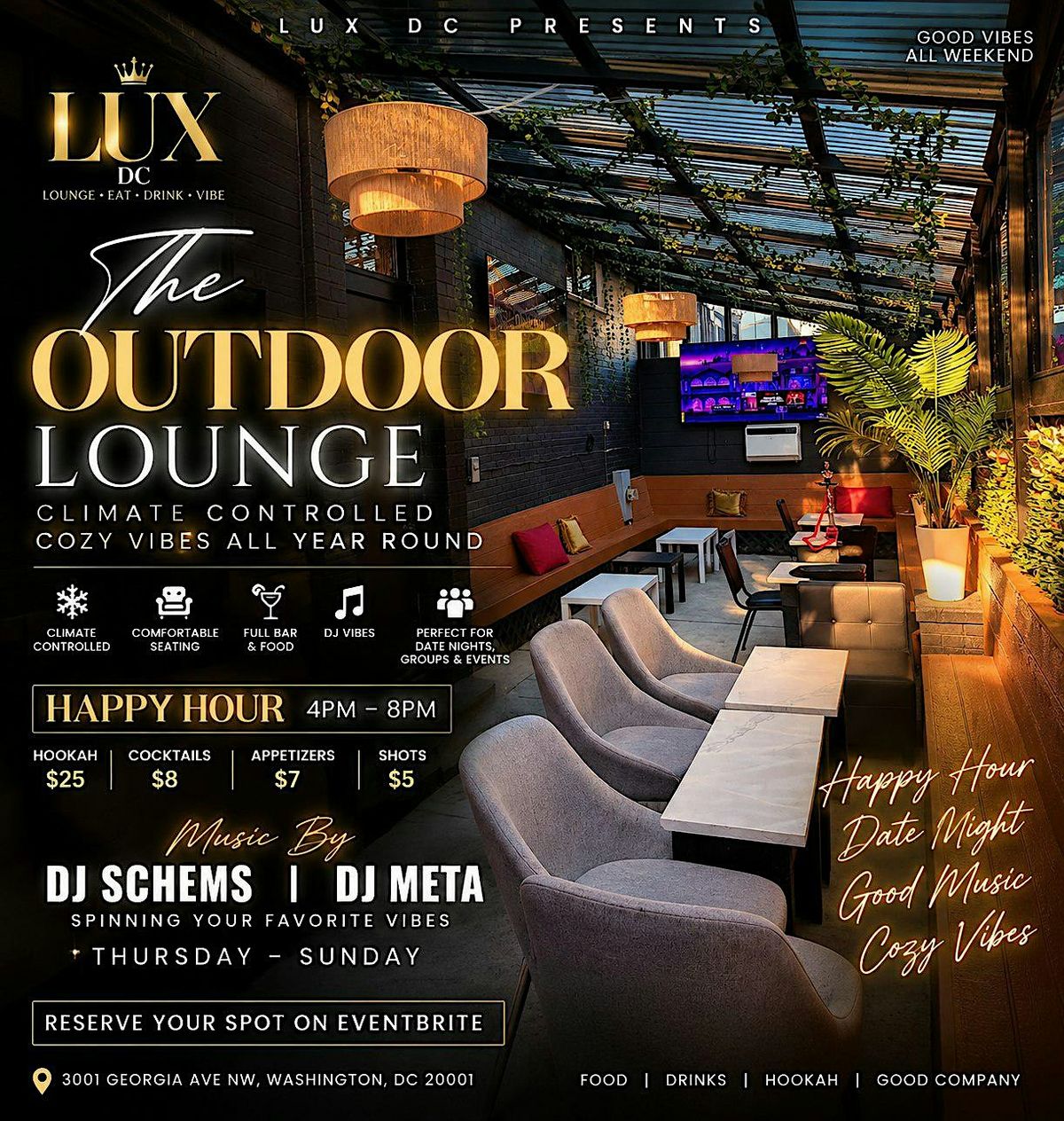 Lux DC Outdoor Lounge | Happy Hour • Date Night • Cozy Vibes • Live DJs ...