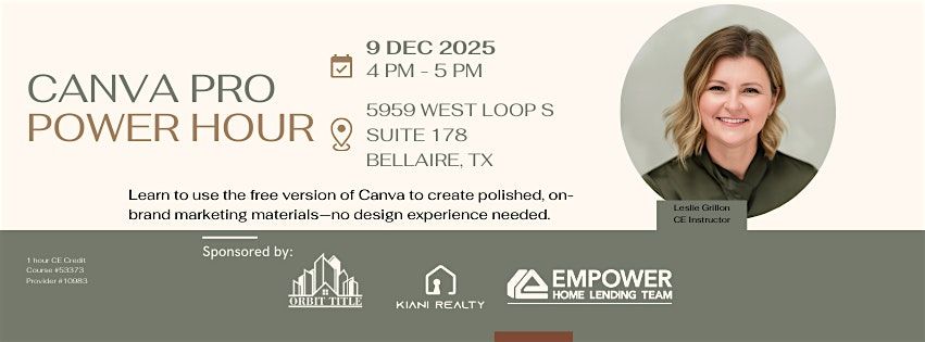 Canva Pro Power Hour | Event in Bellaire | AllEvents