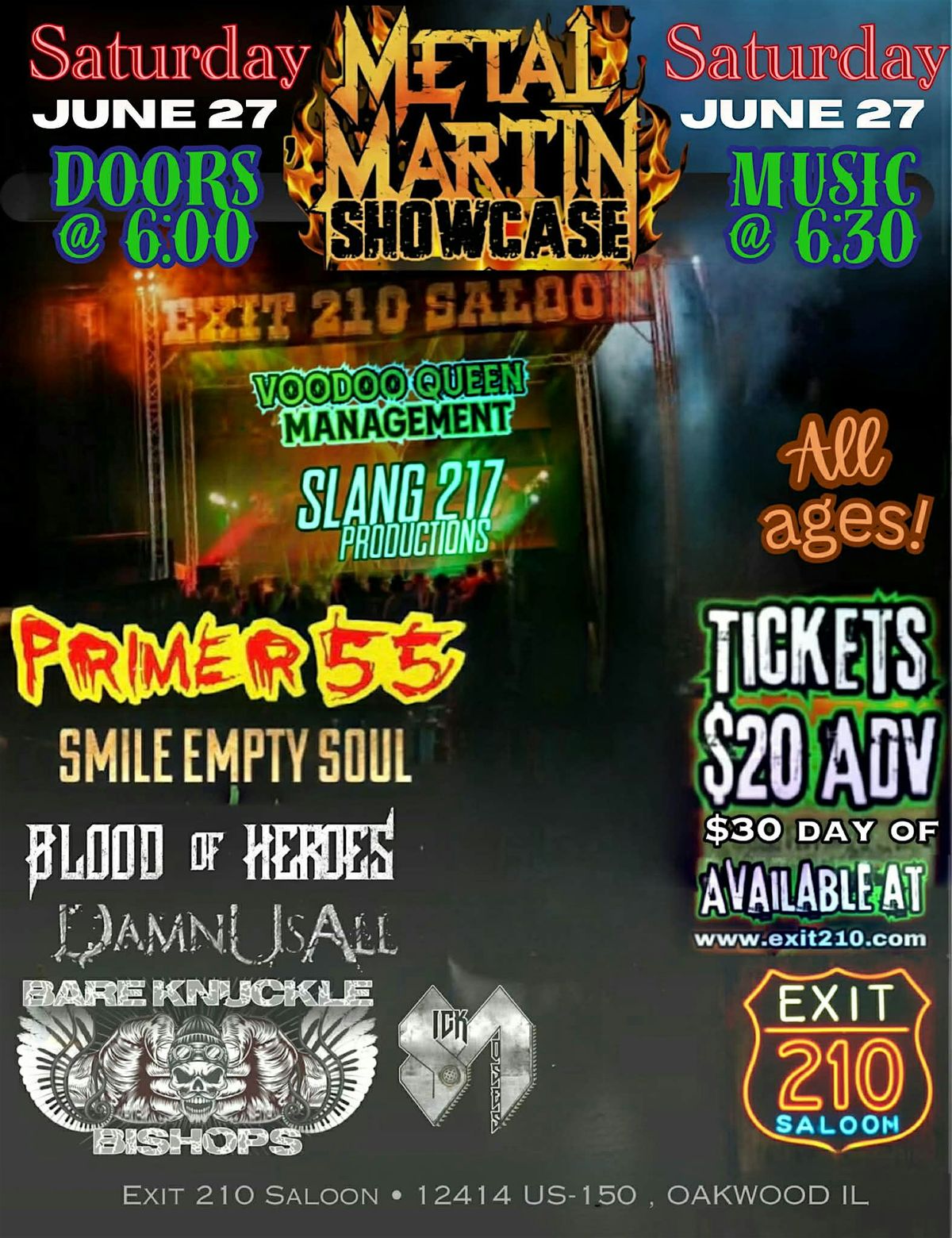 Metal Martin Showcase @ EXIT 210 SALOON, Exit 210 Saloon, Oakwood, 27 ...
