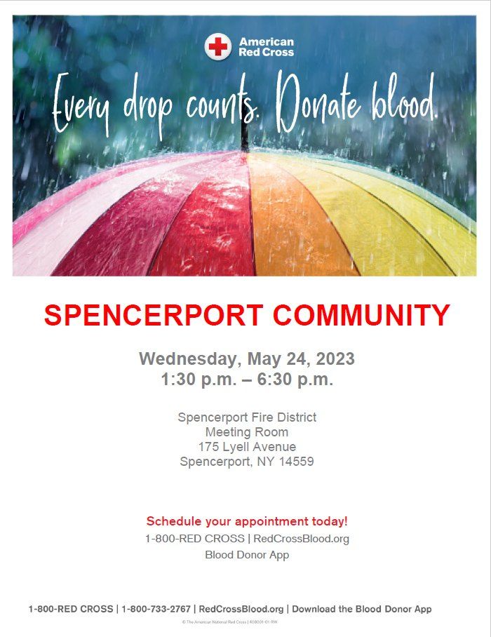Spencerport Community Blood Drive, Spencerport Fire District, May 24