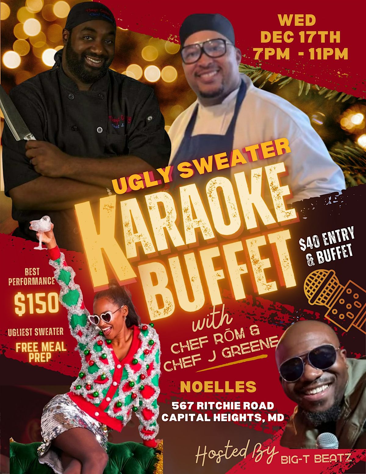 Ugly sweater karaoke buffet with the Chefs, 17 December | Event in Capitol Heights | AllEvents