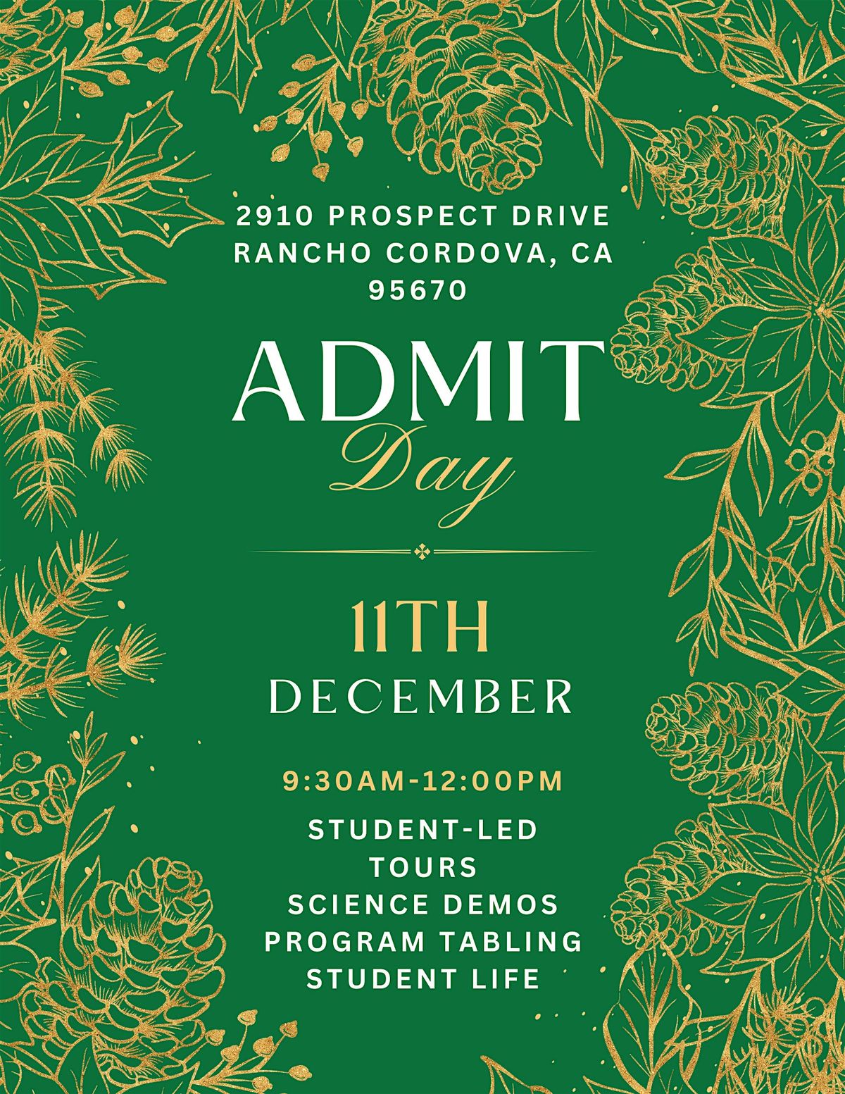 California Northstate University's College of Health Sciences Admit Day, 11 December | Event in Rancho Cordova