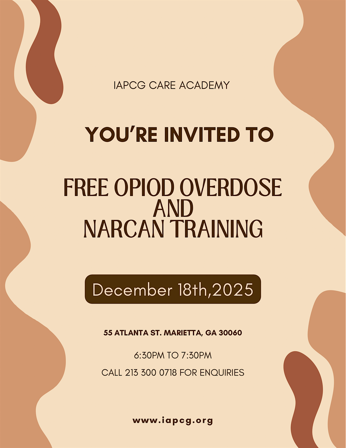 FREE OPIOD OVERDOSE AND NARCAN TRAINING, 18 December | Event in Marietta | AllEvents