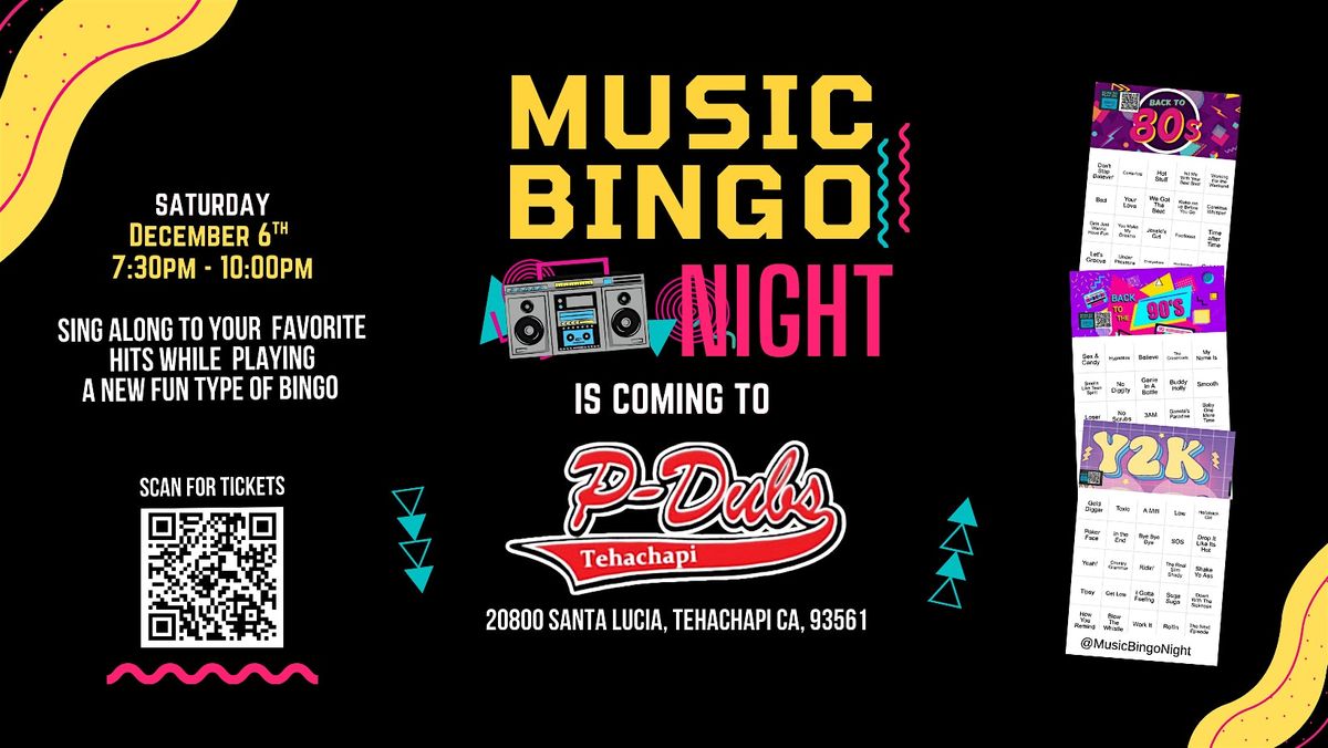 Music Bingo Night @ P-Dubs Brew Pub Tehachapi, 6 December | Event in Tehachapi | AllEvents