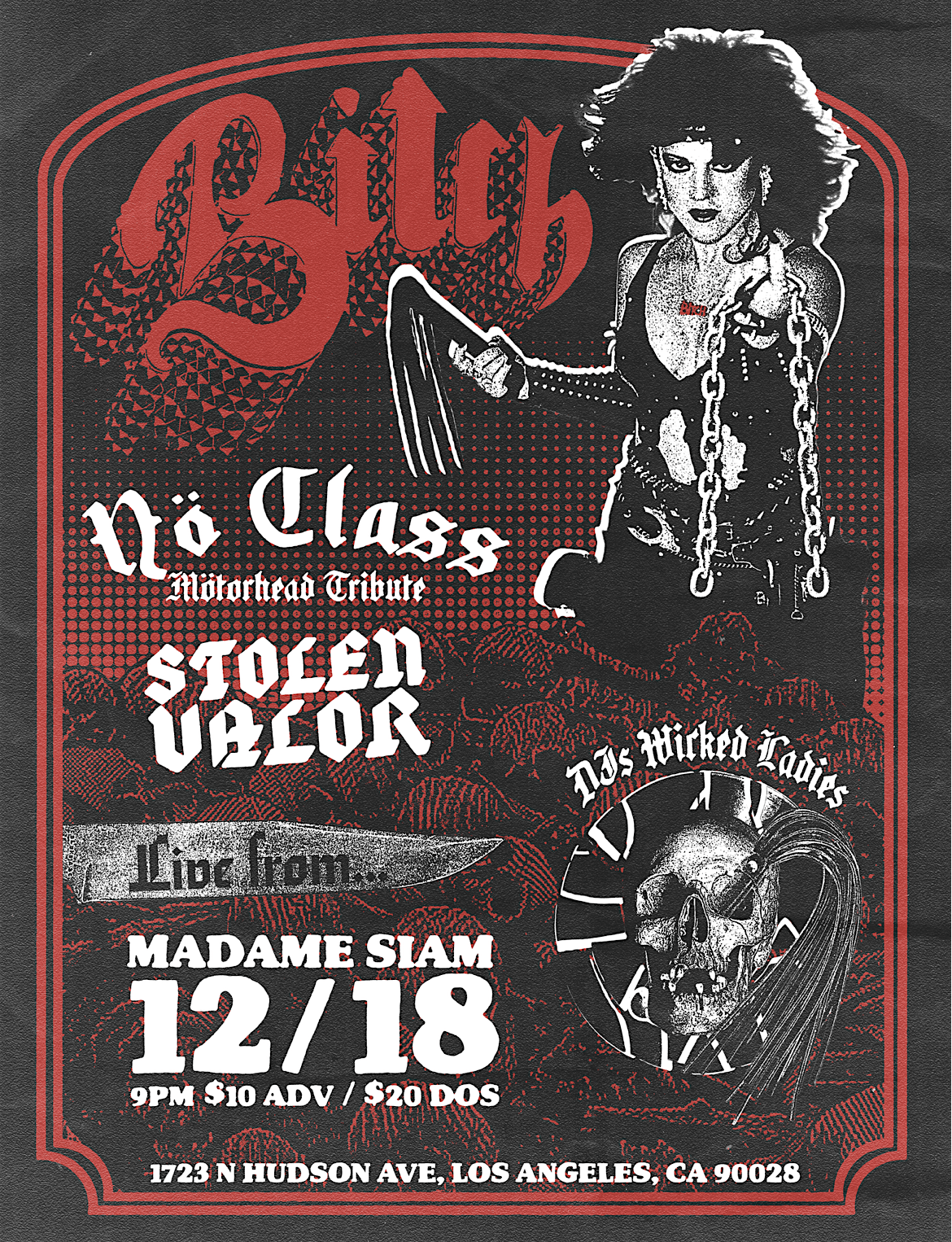 BITCH w/ No Class (Motörhead tribute), Stolen Valor & DJs Wicked Ladies, 18 December | Event in Los Angeles