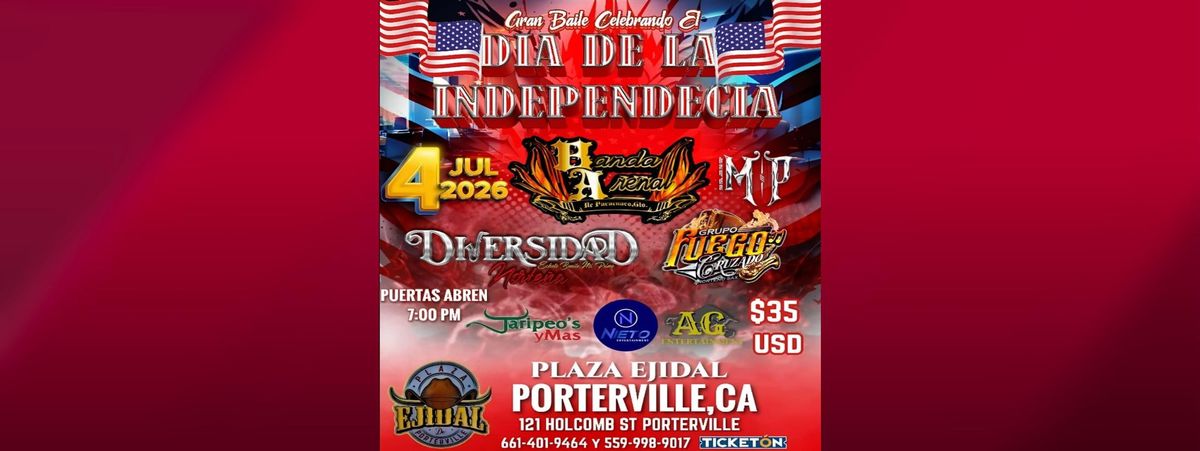 DIA DE INDEPENDENCIA CON BANDA ARENAL Y MAS , 4 July | Event in Porterville | AllEvents