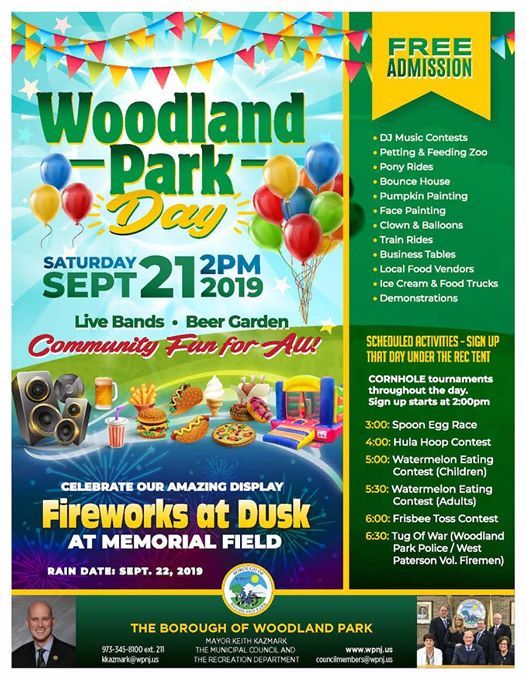 Woodland Park Day 2019, Memorial Field Woodland Park, Nj, Paterson