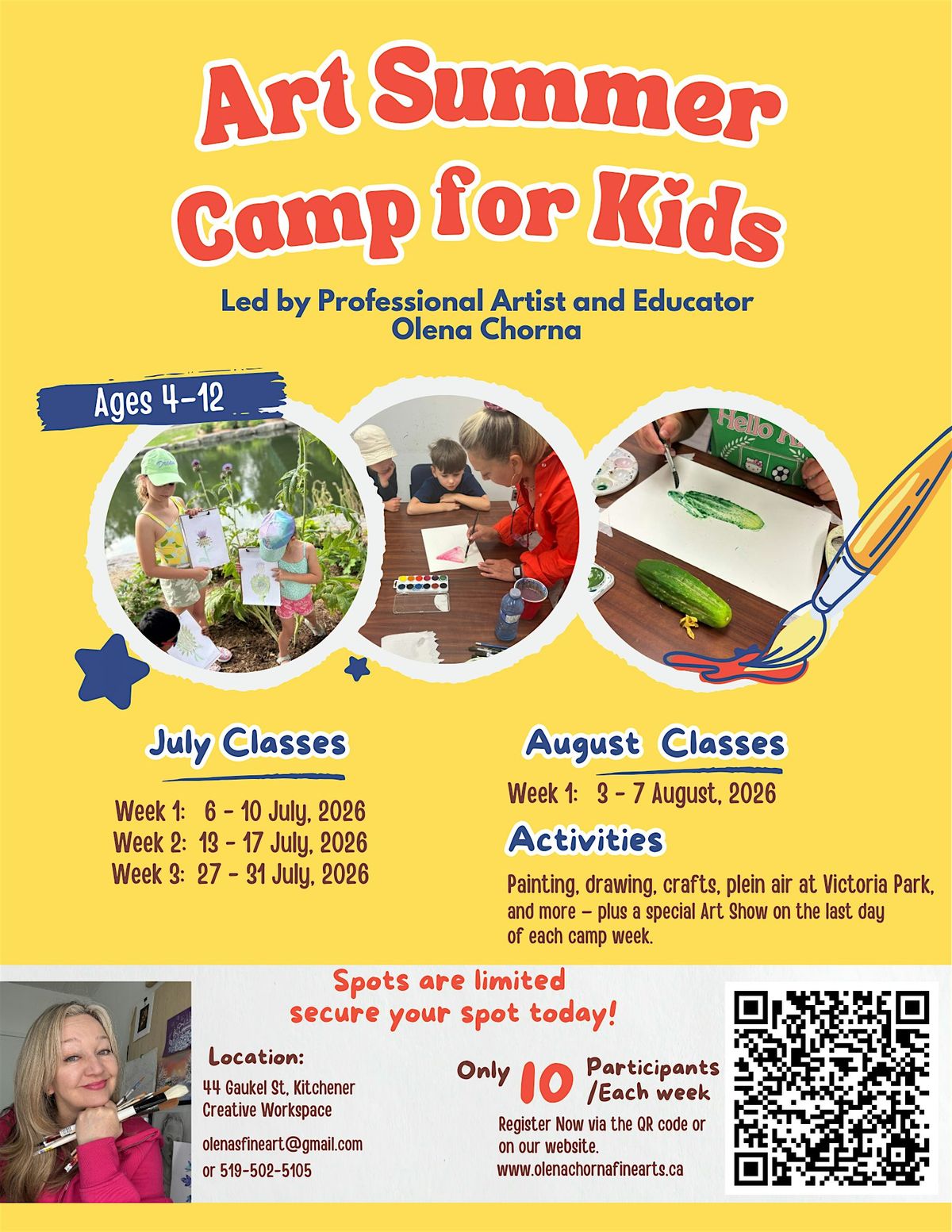 Art Summer Camp for Kids 4-12 with Olena Chorna