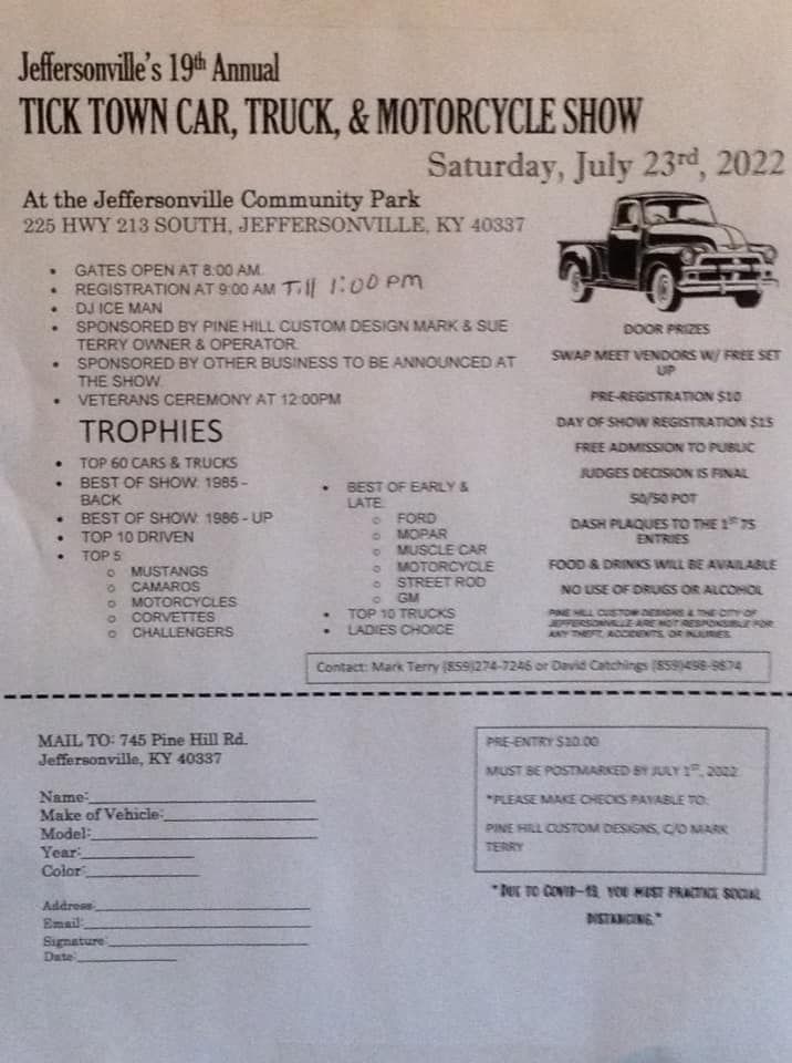 Jeffersonville Tick Town Car Show, Jeffersonville Community Park