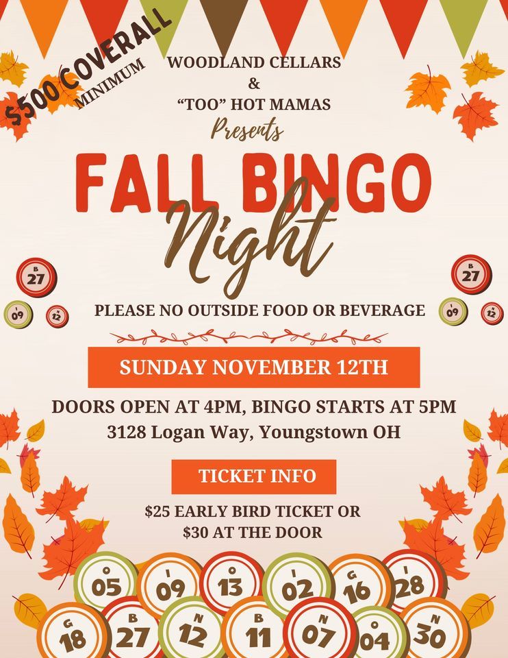 Fall Bingo Night!! , Woodland Cellars at The Manor, Youngstown