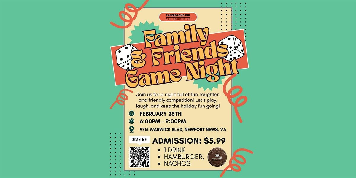 Family & Friends Game Night at Paperbacks Ink! , Paperbacks Ink ...