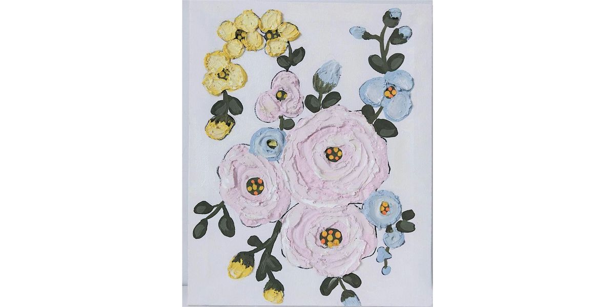 Textured Pink Roses,  Acrylic and Mixed Media on Canvas, 6 February | Event in Windsor | AllEvents