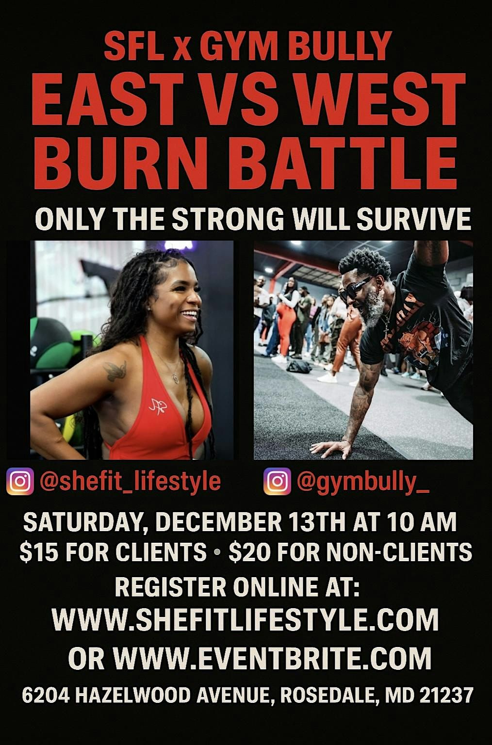 SFL X Gym Bully Burn Battle, 13 December | Event in Rosedale | AllEvents