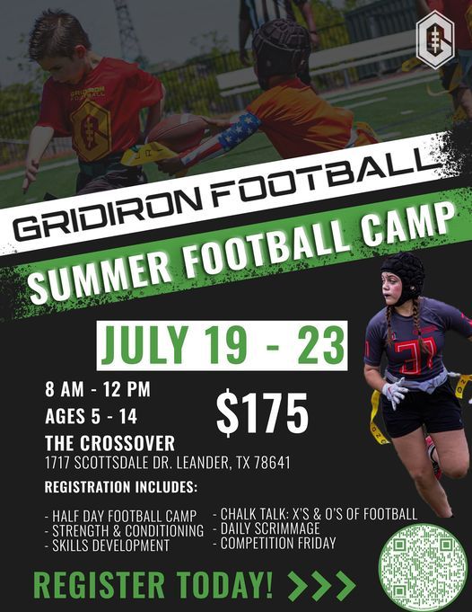 Half Day Youth Football Camp At The Crossover The Crossover Cedar Park July 19 To July 23 Allevents In